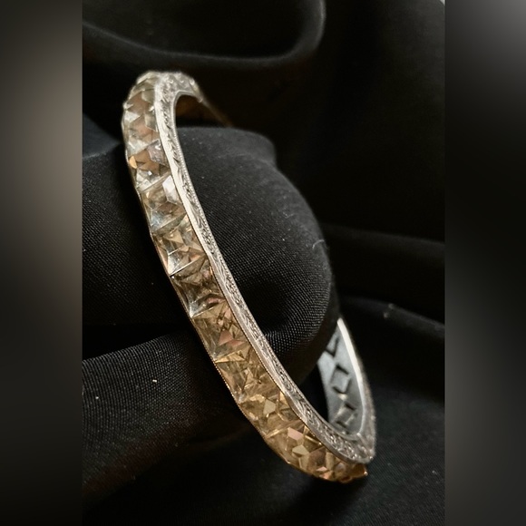 Fabulous Art Deco channel set crystals in sterling - Picture 2 of 5